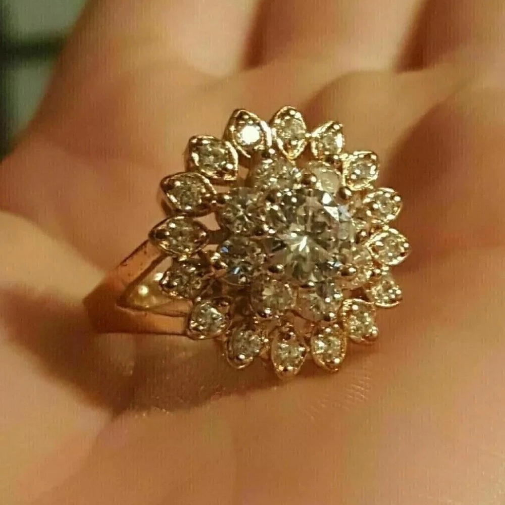 2Ct Round Cut Women's Engagement Ring 14K Yellow Gold Plated Simulated Diamond